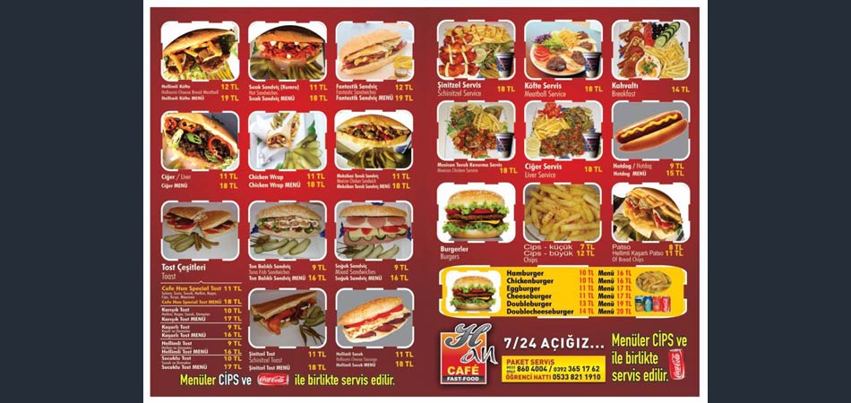 Free Student Line, Open 24/7, varied menu