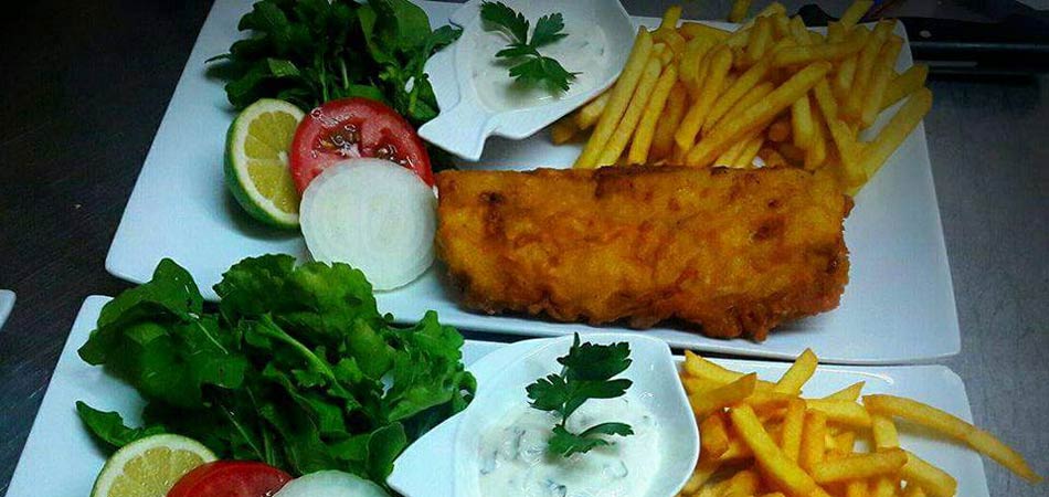 Battered cod and chips