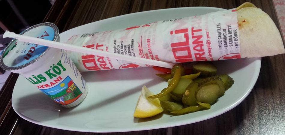 Kebab and ayran at Memoli kebab shop